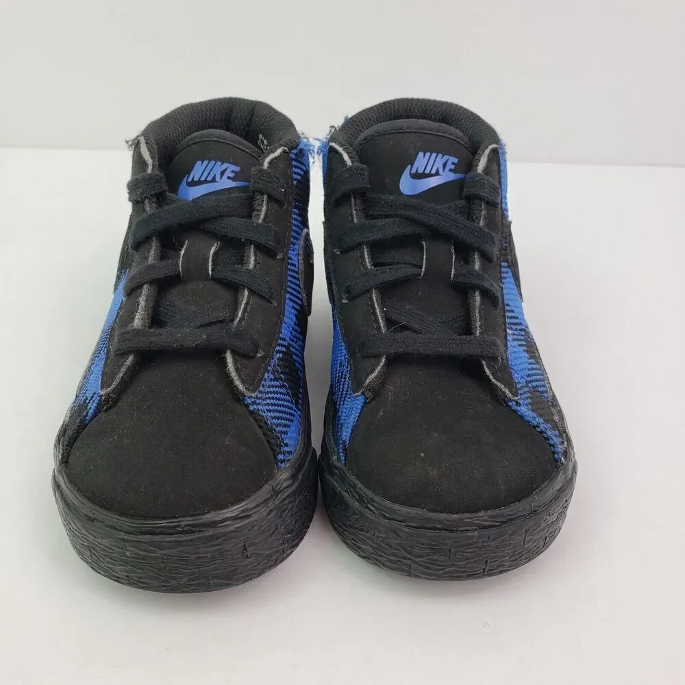 Nike Blazer Mid '77 Toddler Boys Size 7c Black Blue Checkered Sneaker Shoes